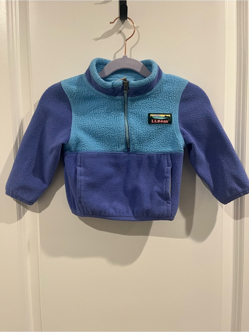 L.L. Bean Kids Light Blue and Lavender Fleece Pullover